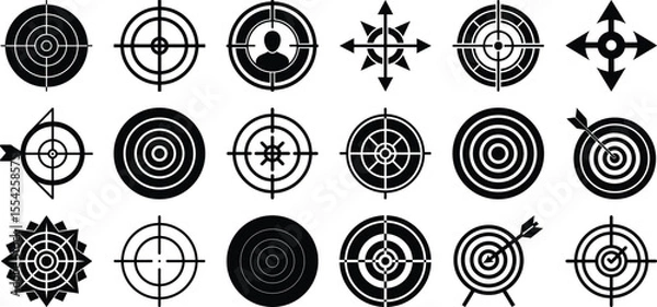 Obraz Target and crosshair icons set collection of aim bullseye symbol arrows icon isolated on white background