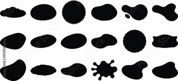 Obraz Abstract liquid blob silhouette shapes collection for splash, stain, drop, sticker, vector icon on white background