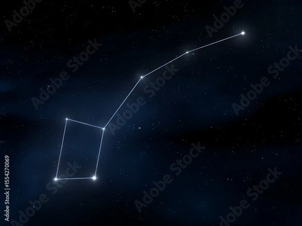 Fototapeta Ursa Minor constellation in the night sky isolated. Bright stars on a dark background. Astrological image.