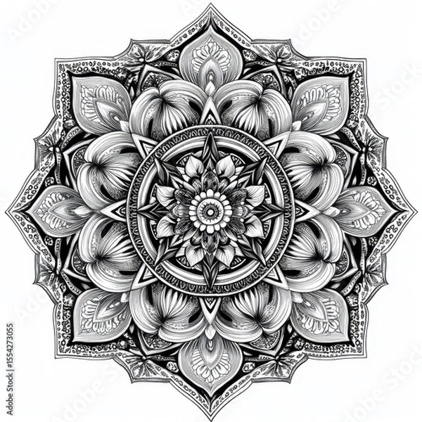 Obraz Intricate Black and White Mandala Design