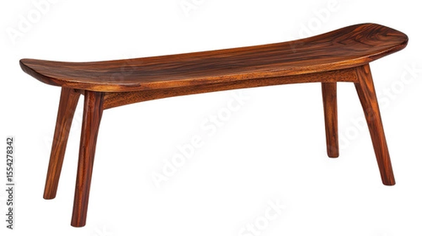 Obraz Elegant Wooden Bench with Unique Curved Design for Modern and Rustic Home Interiors