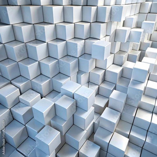 Fototapeta 3d background with white cubes