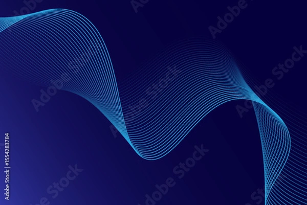 Fototapeta Abstract glowing wave lines on dark blue background. Dynamic wave pattern. Modern flowing wavy lines.