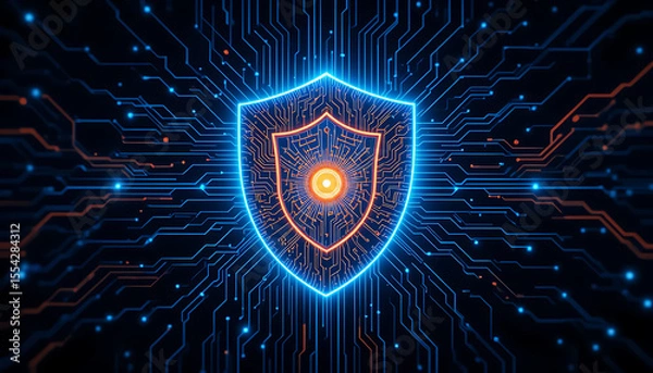 Fototapeta "Modern Cybersecurity Shield Icon Representing Advanced Data Security and Digital Protection"

