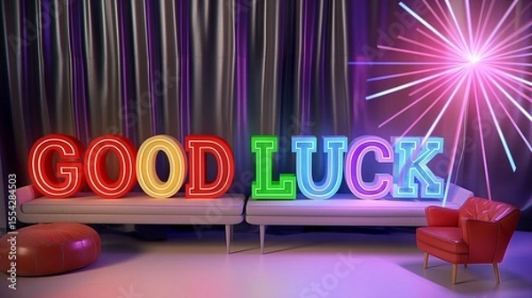 Fototapeta good luck in different color in abstract background 