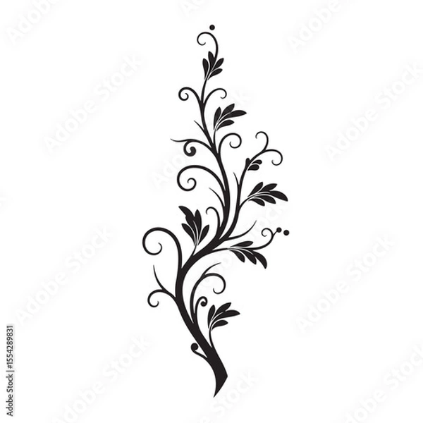 Fototapeta Elegant vector illustration of a vintage art silhouette floral vine design element