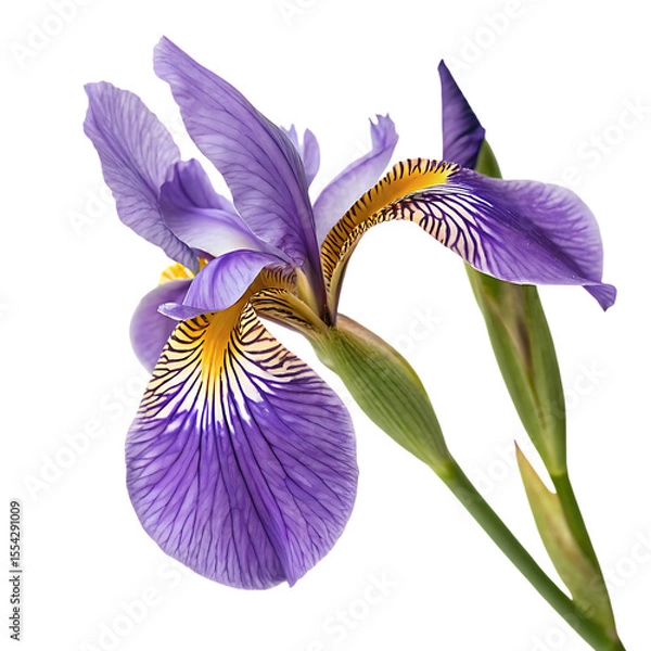 Obraz A single, beautiful purple iris flower in full bloom, a vibrant spring blossom isolated on a transparent background png