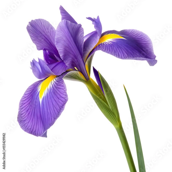 Obraz A magnificent blooming purple iris, a stunning and colorful garden flower from springtime isolated on a transparent background png