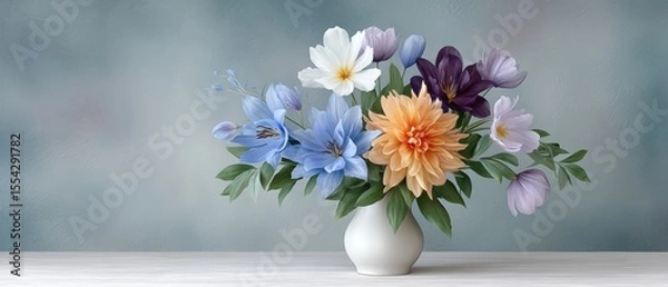 Obraz A Vibrant Springtime Flower Arrangement Captured with a Pastel Palette in Stunning Composition Using the Rule of Thirds