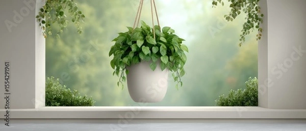 Obraz Embracing Sustainable Living with Hanging Plants in Natural Daylight Spaces for a Serene Ambience and Eco-Friendly Vibes