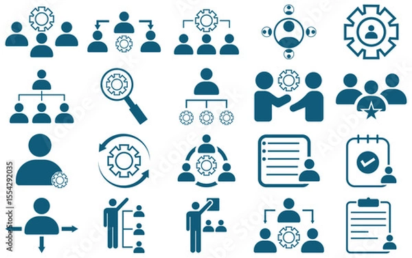 Obraz Professional Management Icon Set – Vector Symbols for Business, Leadership, and Organization