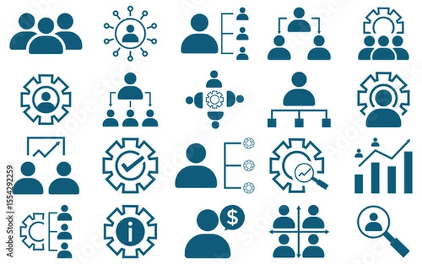 Obraz Professional Management Icon Set – Vector Symbols for Business, Leadership, and Organization