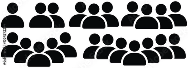 Obraz Inclusive People & Team Icon Set – Flat User Profile and Group Symbols for UI, Web, and Apps