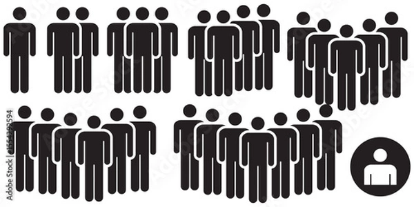 Obraz Inclusive People & Team Icon Set – Flat User Profile and Group Symbols for UI, Web, and Apps