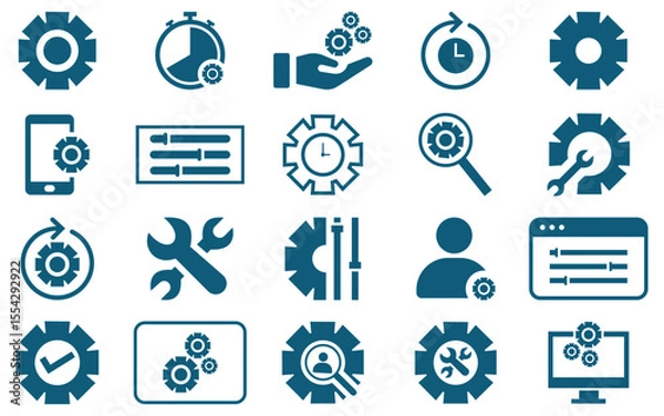 Obraz Minimal Gear and Settings Icon Set – Editable Thin Line Vector for UI, Technology, and Configuration