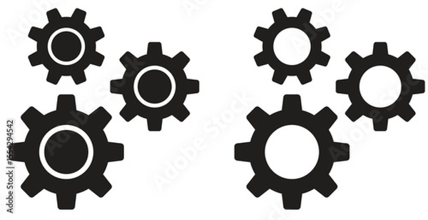Fototapeta Gear icon set. Gear Settings symbol, cogwheel. Functions symbol. Settings icon vector Illustration