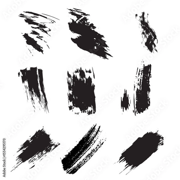 Fototapeta Vector Paint Brush Strokes, Ink Splatters & Grunge Design Elements – Abstract Artistic Shapes for Social Media