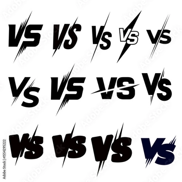Fototapeta VS Versus Logo Vector – Sports Fight Battle Match Game Competition Emblem Design