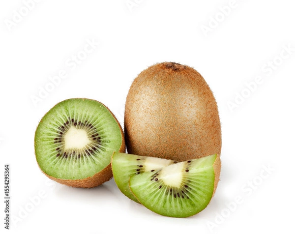 Obraz Kiwi fruit and slices isolated on a white background