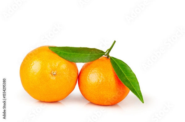 Obraz Tangerine fruits isolated on a white background, contour.