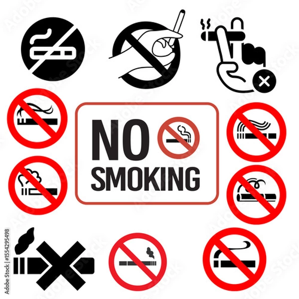 Fototapeta No Smoking Sign Vector Illustration – Prohibition Symbol Graphic for Public Warning