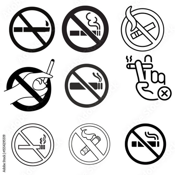 Fototapeta No Smoking Sign Vector Illustration – Prohibition Symbol Graphic for Public Warning