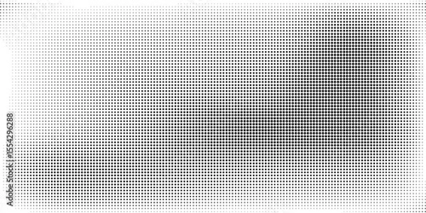 Fototapeta Dotted halftone gradient texture. Fading polka dot background. Repeated dots gradation pattern background. Black vanishing comic pop art overlay backdrop. Halftone raster effect wallpaper. Vector