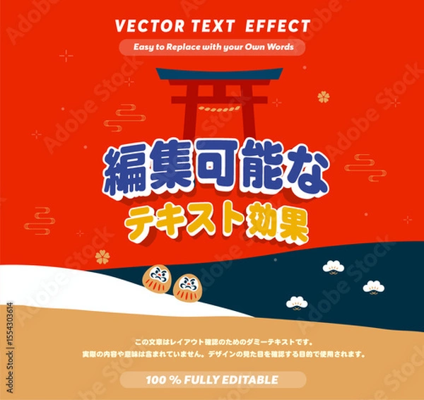 Fototapeta Editable text effect Japanese Movie - Food - Drama 3d cartoon template style premium vector.	