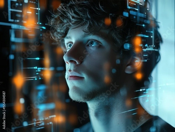 Obraz Machine learning specialist develops algorithms for machines so that they can learn themselves