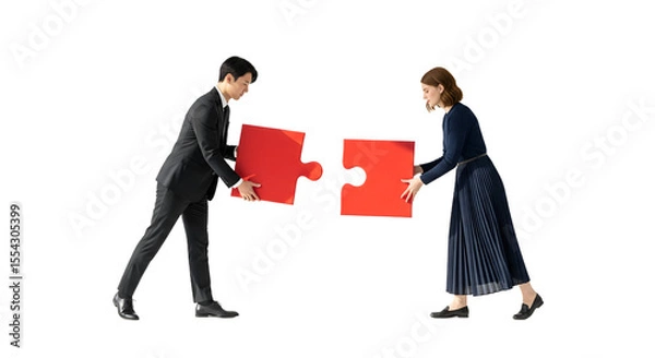 Fototapeta Two people assembling a puzzle