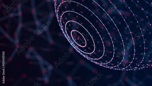 Obraz Abstract 3d sphere. Futuristic dots background. Colored music surface. 3d rendering.
