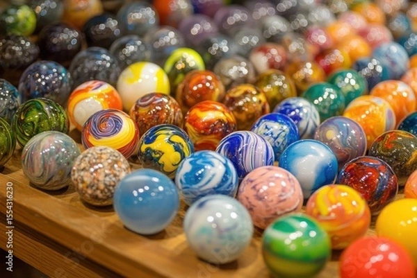 Obraz Vibrant Collection of Colorful Glass Marbles