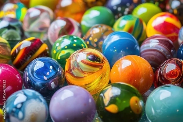 Obraz Vibrant Collection of Colorful Glass Marbles