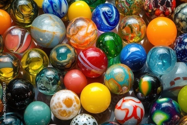 Obraz Vibrant Collection of Colorful Glass Marbles