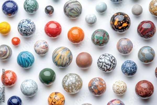 Obraz Collection of Colorful and Varied Marbles A Stunning Display of Glass and Stone Spheres
