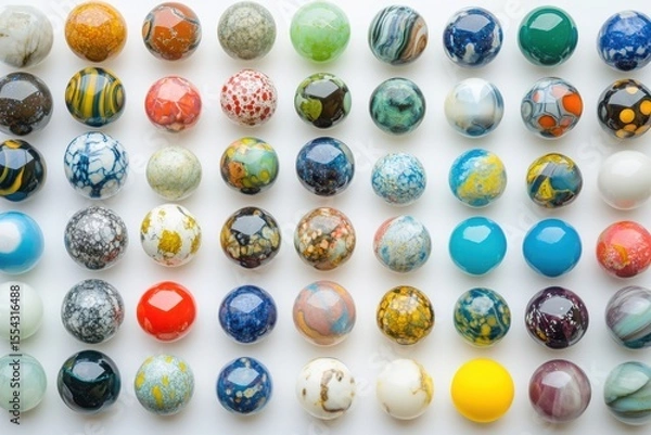 Obraz Vibrant Collection of Colorful Glass Marbles A Stunning Display of Unique Designs