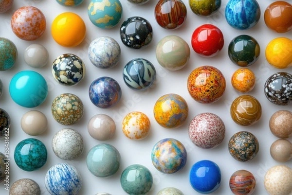Obraz Vibrant Collection of Colorful Polished Stone Spheres