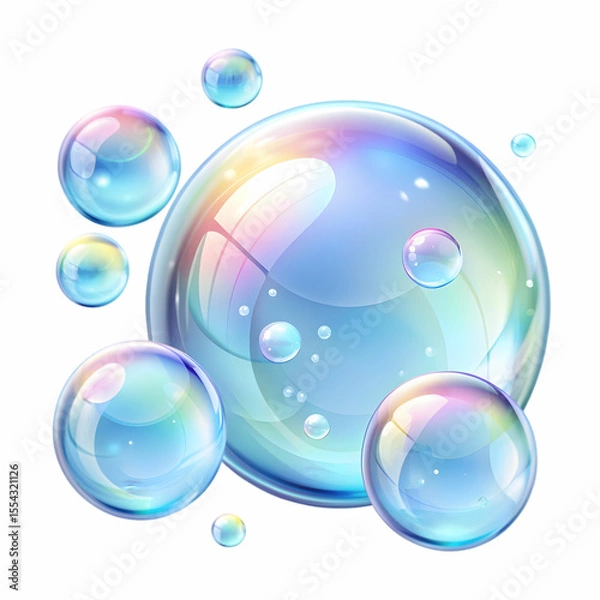Fototapeta realistic vector illustration water soap bubbles