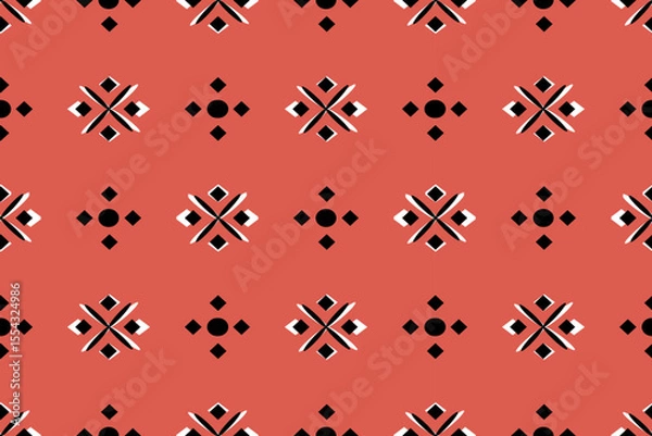 Fototapeta Geometric ethnic seamless pattern  design for  carpet fabric tiles.Vector background.