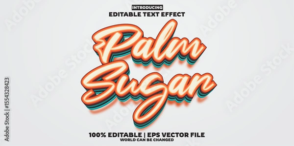Fototapeta Palm Sugar editable text effect in Vintage trend style