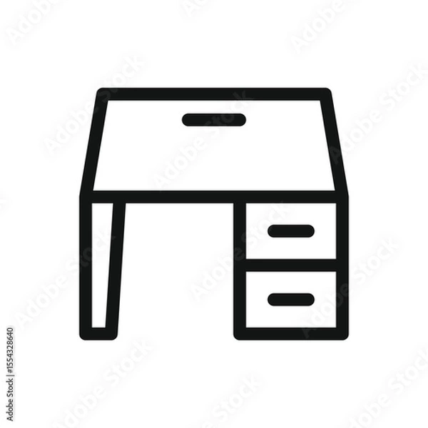 Obraz Work table line icon, office table with drawer vector symbol with editable stroke