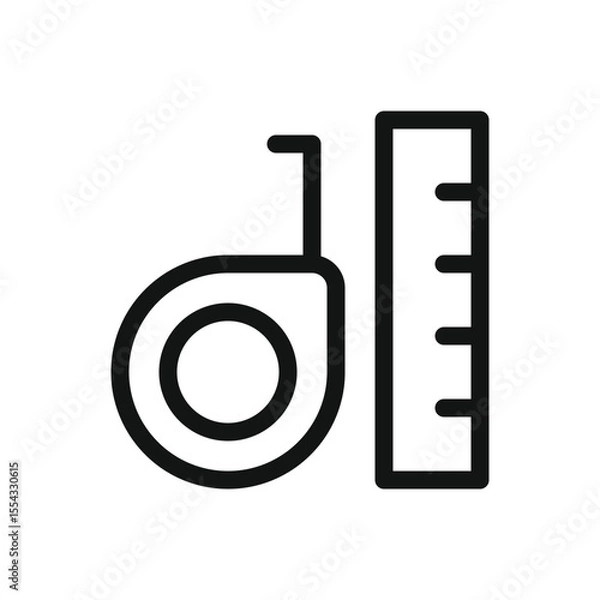 Obraz Measuring line icon, measure vector symbol with editable stroke