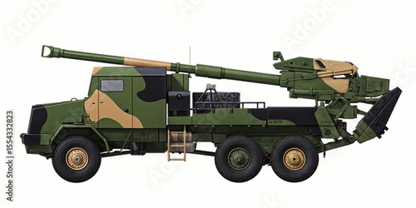 Fototapeta Kryl SPH (Polish promising self-propelled gun, on a 6x6 wheeled chassis, with a 155mm gun)