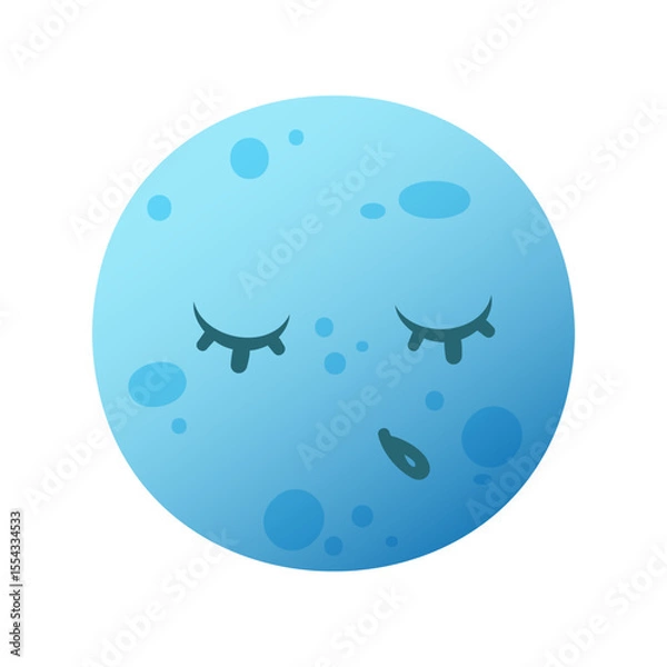 Fototapeta Sleeping blue moon with closed eyes and eyelashes. The design is simple and playful, suitable for children's themes or summer concepts. Vector illustration