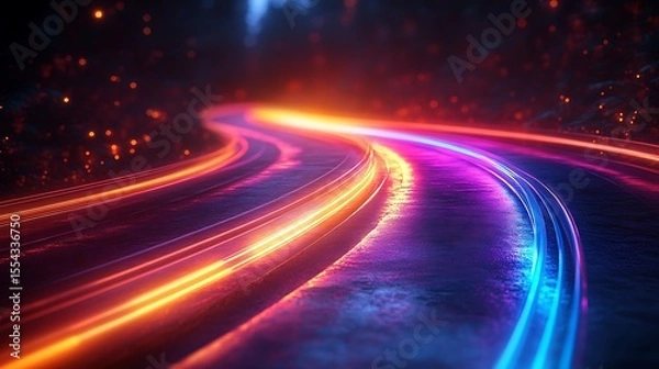 Obraz Colorful light trails winding path