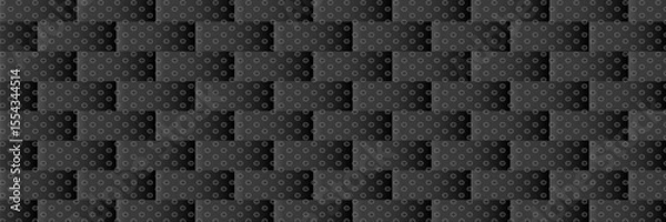 Fototapeta Futuristic perspective grid box. Abstract wireframe with white grid line on black background. Virtual reality landscape in 80s 90s digital style. Vector