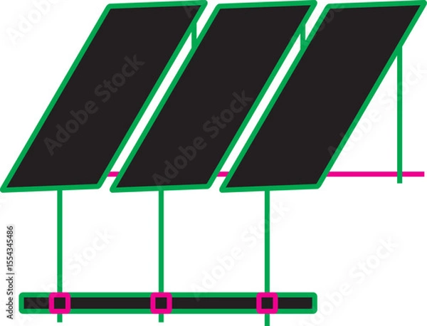Obraz u7High Quality Vector Illustration of Solar Panel with Adjustable Stand, Renewable Energy System for Efficient Electricity Generation, Green Technology for Home and Industrial Use"