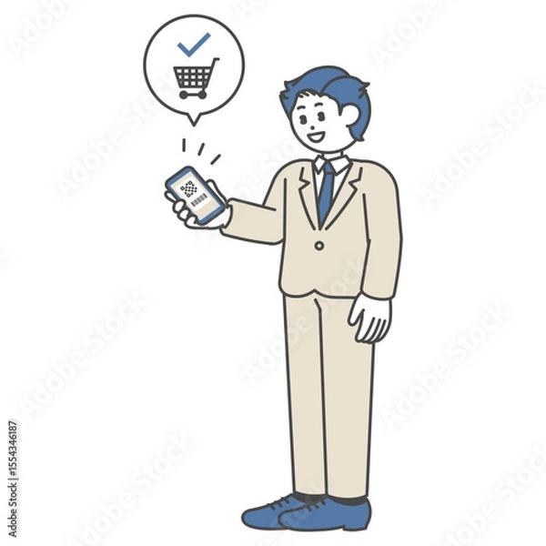 Obraz バーコード決済をするビジネス男性