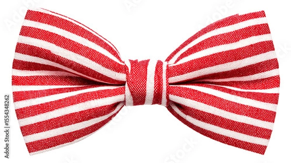Fototapeta Red and white striped bow tie with a classic knot, isolated on a transparent background.