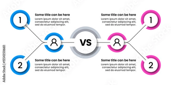 Obraz Infographic template. Versus concept with 2 branches